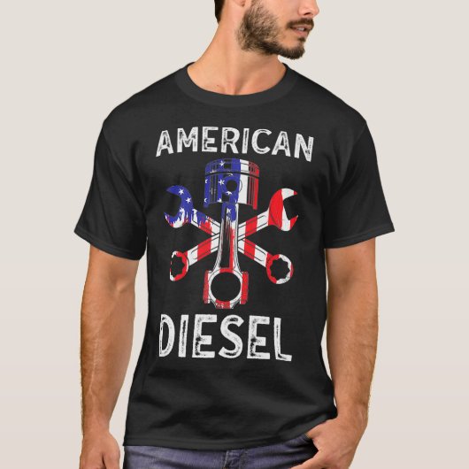American Diesel American Flag Truck Mechanical T-Shirt (Vorderseite)