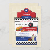 American Diner Birthday Party Burger - Einladung d (Vorne/Hinten)