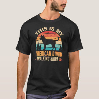 American Dingo Dog Walking Dad Sunset Silhouette T-Shirt