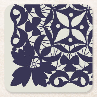 American Doience & Lace, 5Edge, Blue on Beige Pape Rechteckiger Pappuntersetzer