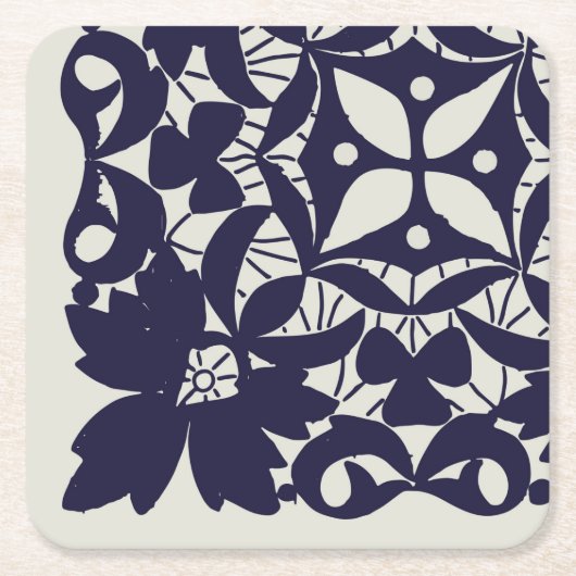 American Doience & Lace, 5Edge, Blue on Beige Pape Rechteckiger Pappuntersetzer (Vorderseite)