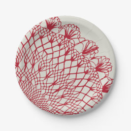 American Doily & Lace, 10, Red on Cream Pappteller