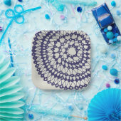 American Doily & Lace, 1, Blue On Cream Pappteller (Party)