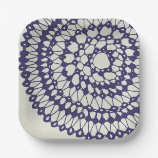 American Doily & Lace, 1, Blue On Cream Pappteller