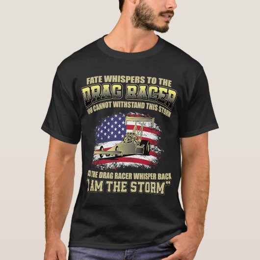 American Drag Racing USA Flag Muscle Car Dragster T-Shirt (Vorderseite)