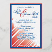 American Dream Hochzeit rot-weiß-blau Hochzeit Folieneinladung (Vorderseite)