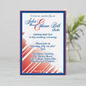 American Dream Hochzeit rot-weiß-blau Hochzeit Folieneinladung (Stehend vorne)