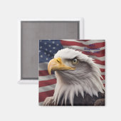 American Eagle 2 Inch Square Magnet (Vorderseite/Rückseite)