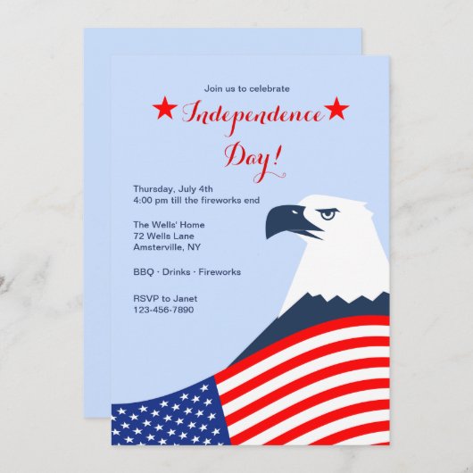 American Eagle 4. Juli Einladung (Vorne/Hinten)