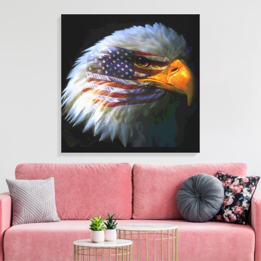American Eagle & American Flag Leinwanddruck (Insitu (Wohnzimmer))