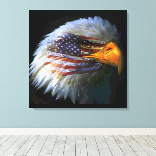 American Eagle & American Flag Leinwanddruck (Insitu (Holzboden))