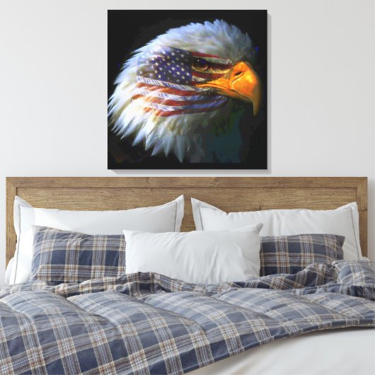 American Eagle & American Flag Leinwanddruck (Insitu (Schlafzimmer))