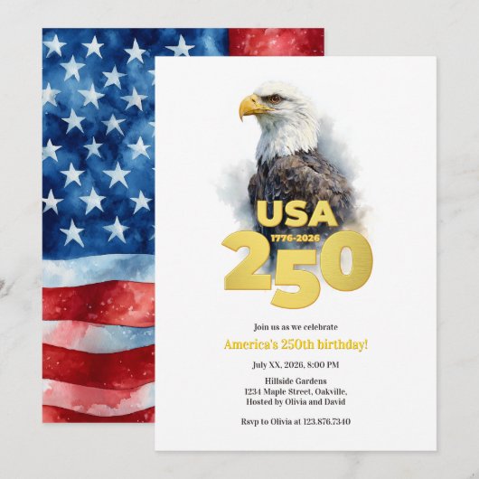American Eagle America's 250th Anniversary Einladung (Vorne/Hinten)