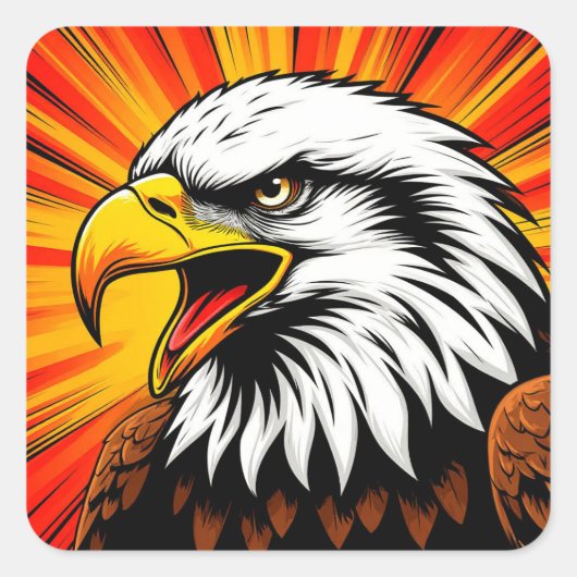 American Eagle Canvas – Freedom Gift Quadratischer Aufkleber (Vorderseite)