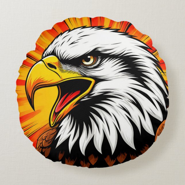 American Eagle Canvas – Freedom Gift Rundes Kissen (Vorderseite)