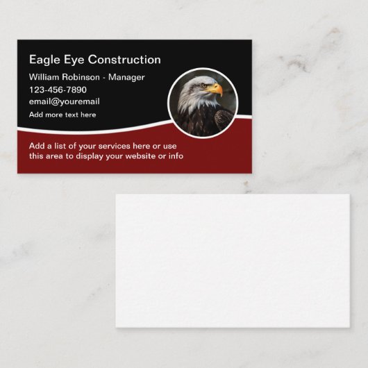 American Eagle Construction Theme Visitenkarten Visitenkarte (Vorne/Hinten)