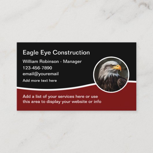 American Eagle Construction Theme Visitenkarten Visitenkarte (Vorderseite)
