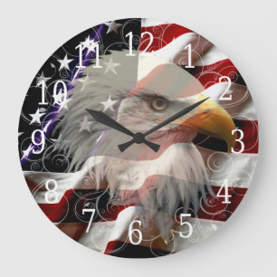 American Eagle Flag Clock Große Wanduhr