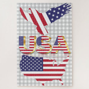 American Eagle Flag Jigsaw Puzzle USA Flag Karte