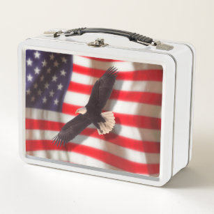 American Eagle & Flag Metal Lunch Box