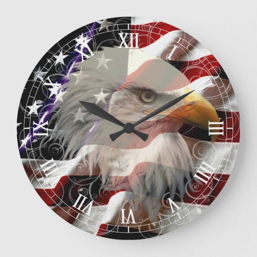American Eagle Flag Roman Numerische Uhr (Vorderseite)
