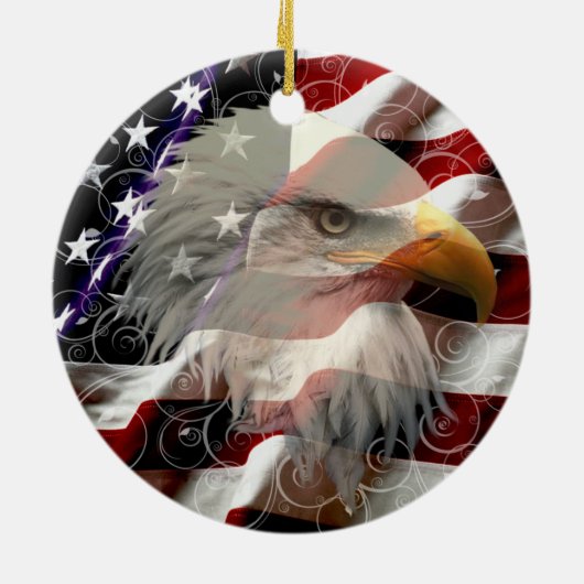 American Eagle Flag Round Ornament (Hinten)
