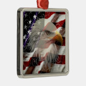 American Eagle Flag Square Silbernes Ornament (Rechts)