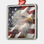 American Eagle Flag Square Silbernes Ornament (Links)