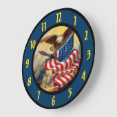 American Eagle Flag Wall Clock Große Wanduhr (Winkel)