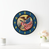 American Eagle Flag Wall Clock Große Wanduhr (Zuhause)