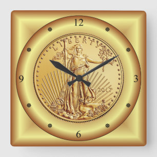 American Eagle Gold Coin ~ Lady Liberty ~ Quadratische Wanduhr