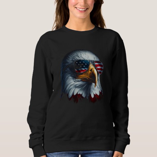 American Eagle Graphic Patriotic USA Flag Sunglass Sweatshirt (Vorderseite)