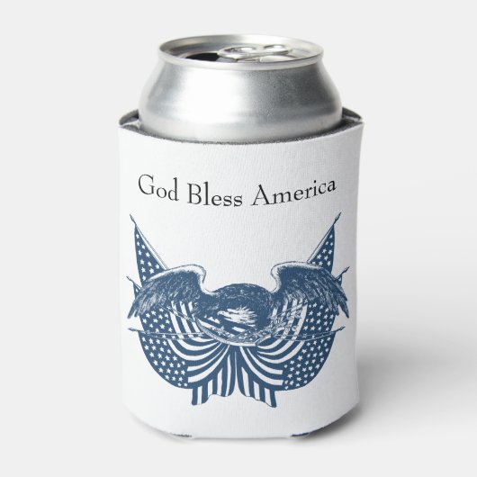 American Eagle Guarding USA Patriotic Flag Banner Dosenkühler (Kanne Vorderseite)