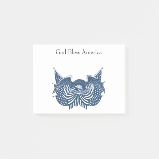American Eagle Guarding USA Patriotic Flag Banner Post-it Klebezettel (Vorderseite)