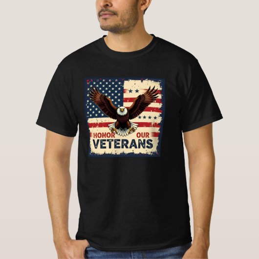 American Eagle Honor Our Veterans Black T-Shirt (Vorderseite)