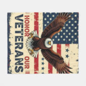 American Eagle Honor Our Veterans Fleece Blanket (Vorderseite (Horizontal))