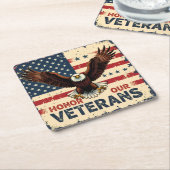 American Eagle Honor Our Veterans Paper Coasters Rechteckiger Pappuntersetzer (angewinkelt)