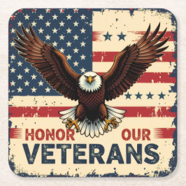 American Eagle Honor Our Veterans Paper Coasters Rechteckiger Pappuntersetzer