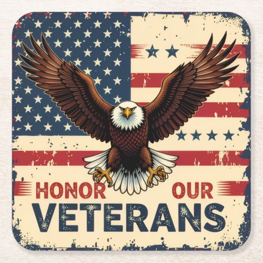 American Eagle Honor Our Veterans Paper Coasters Rechteckiger Pappuntersetzer (Vorderseite)