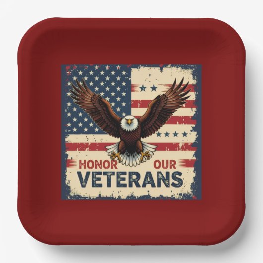 American Eagle Honor Our Veterans Paper Plates Pappteller (Vorderseite)