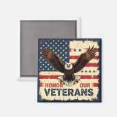 American Eagle Honor Our Veterans Square Magnet (Vorderseite/Rückseite)
