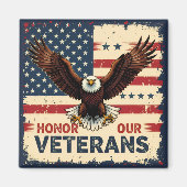 American Eagle Honor Our Veterans Square Magnet (Vorne)