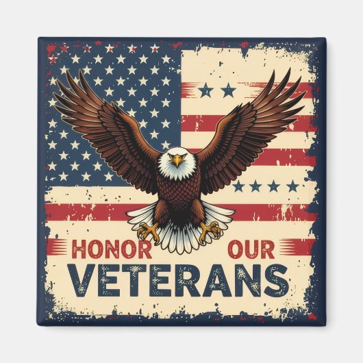 American Eagle Honor Our Veterans Square Magnet (Vorne)