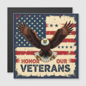 American Eagle Honor Our Veterans Square Magnet (Vorne/Hinten)