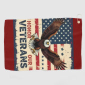  American Eagle Honor Our Vetrans Bath Towel Golfhandtuch (Horizontal)