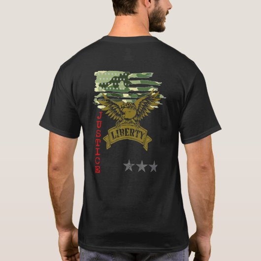 American Eagle Liberty Freedom Patriot Justice for T-Shirt (Rückseite)