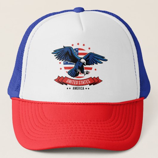 American Eagle mit Flag Colors Stars & Strips Truckerkappe (Vorderseite)