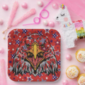 American Eagle mit Red Star Background Paper Plane Pappteller (Party)
