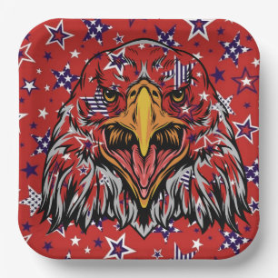 American Eagle mit Red Star Background Paper Plane Pappteller