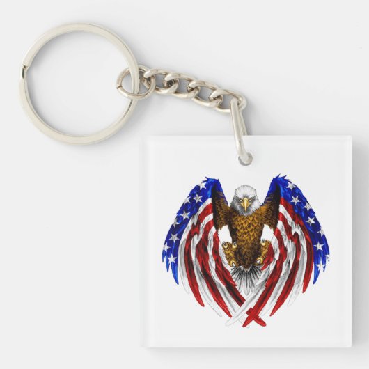American Eagle mit US-Flagge auf Flügeln Schlüsselanhänger (Vorderseite)